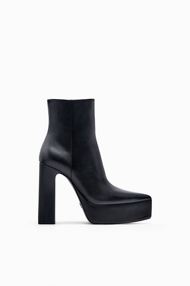 Image 0 of PLATFORM POINTED TOE LEATHER ANKLE BOOTS from Zara