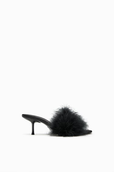 Image 0 of FEATHERED HEELED MULES from Zara
