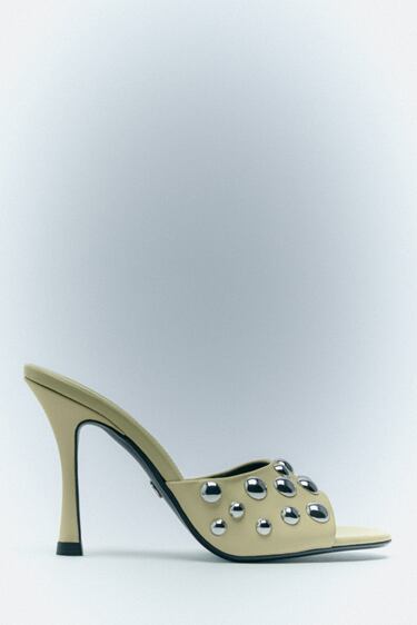Image 0 of EMBELLISHED HIGH-HEEL LEATHER MULES from Zara