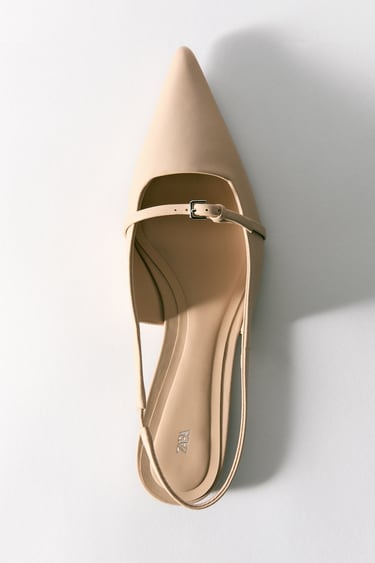 Image 0 of LEATHER SLINGBACK BALLET FLATS WITH POINTED TOE from Zara