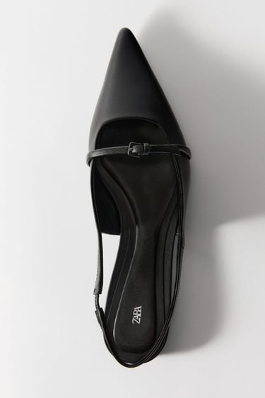 Image 0 of LEATHER SLINGBACK BALLET FLATS WITH POINTED TOE from Zara