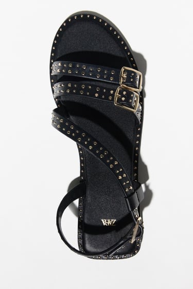 Image 0 of LEATHER SANDALS WITH STUDS from Zara