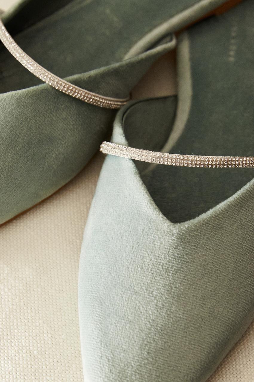 Zara green flat shoes Clearance