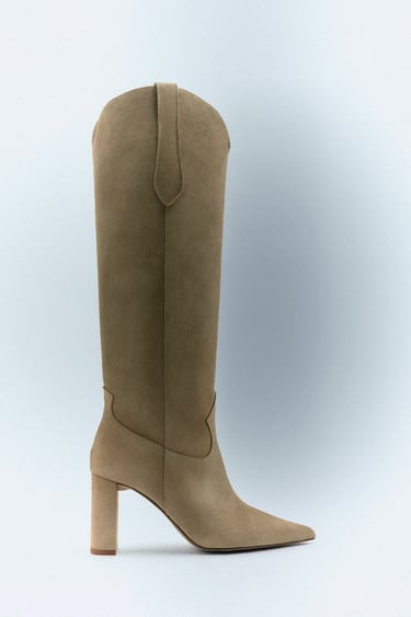 Image 0 of SPLIT SUEDE COWBOY HIGH-HEEL BOOTS from Zara