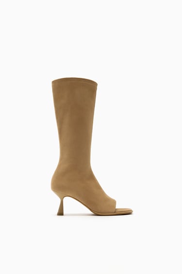 Image 0 of SPLIT SUEDE HIGH-HEEL OPEN ANKLE BOOTS from Zara