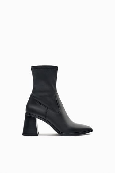 Image 0 of LEATHER HEELED ANKLE BOOTS from Zara