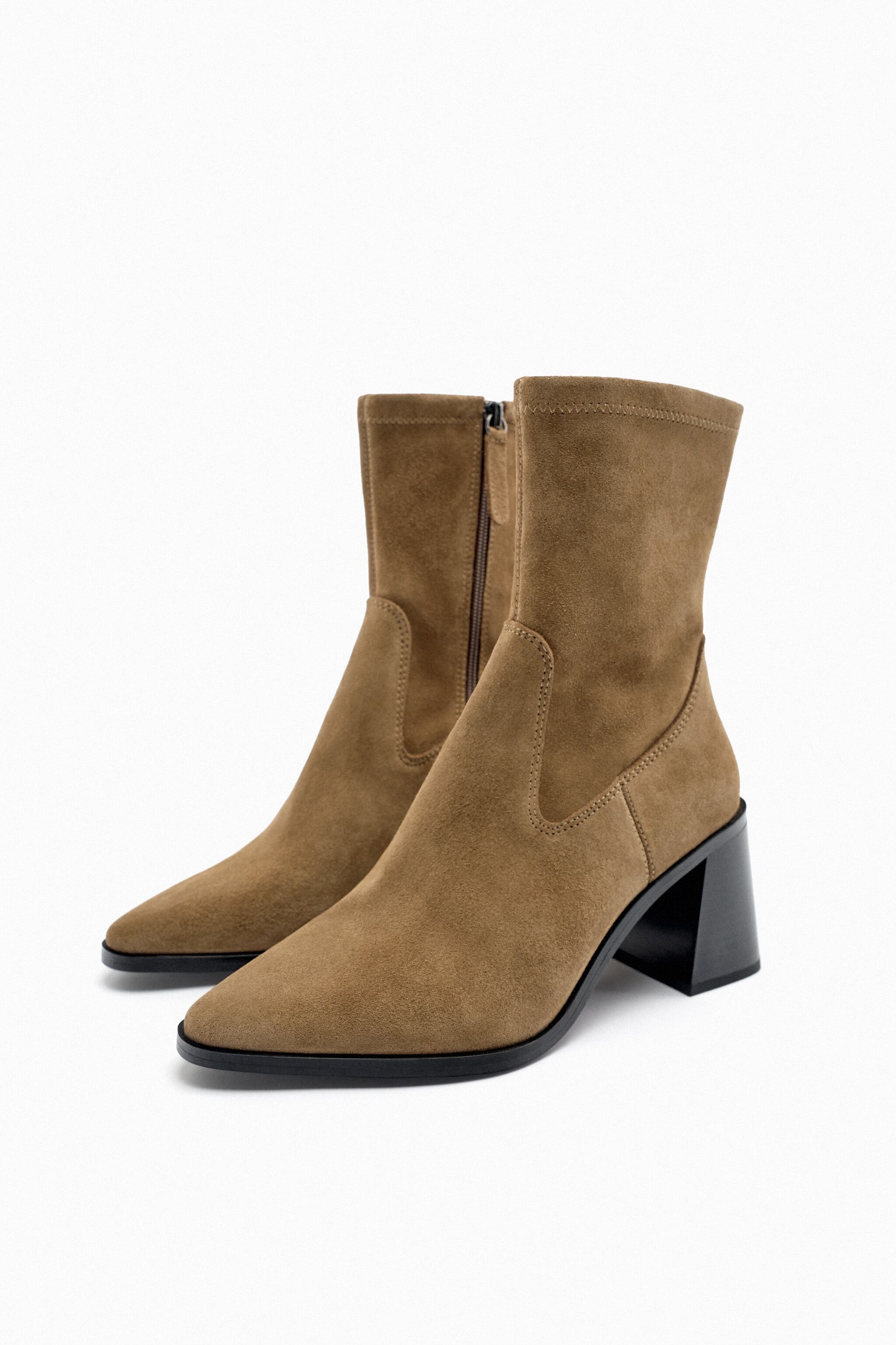 SUEDE HEELED ANKLE BOOTS