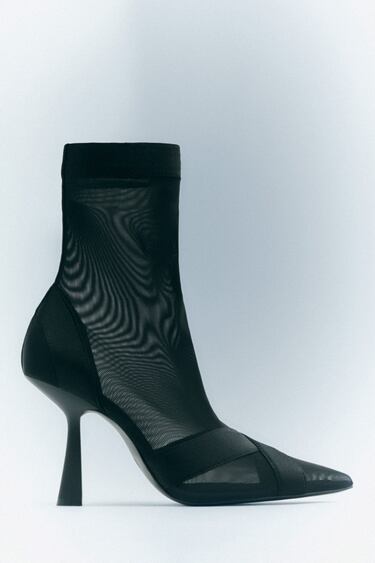 Image 0 of SOCK-STYLE HEELED ANKLE BOOTS from Zara