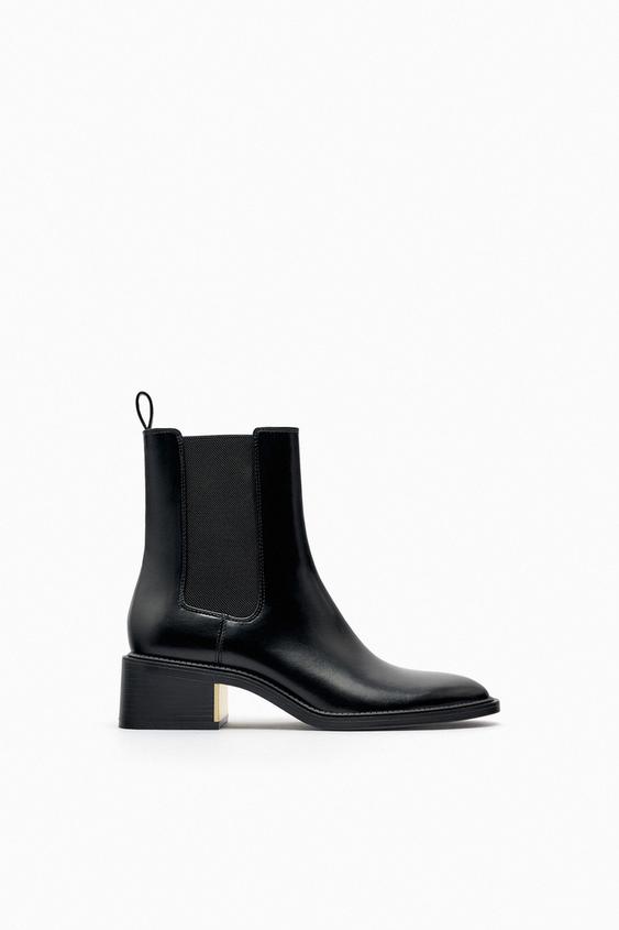 Wide heeled stretch ankle boots zara Clearance