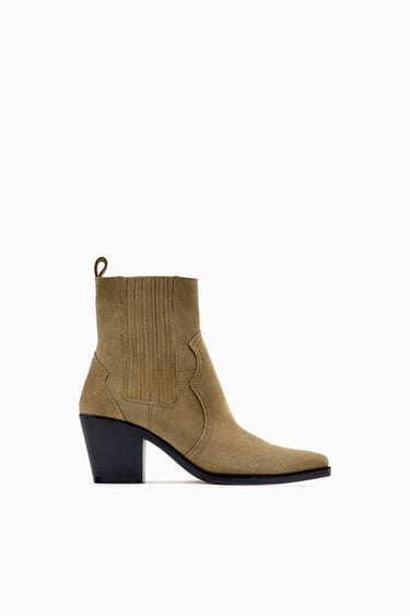 Image 0 of COWBOY SUEDE ANKLE BOOTS from Zara