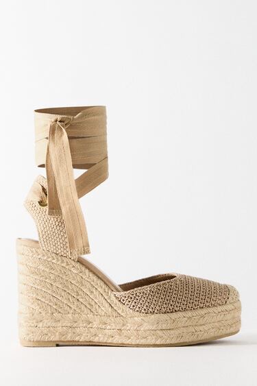 Image 0 of LACE UP WEDGE HEEL SHOES from Zara