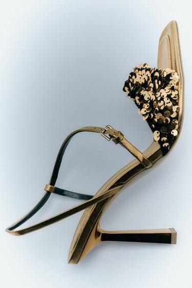Image 0 of HIGH HEELED SEQUIN SANDALS from Zara