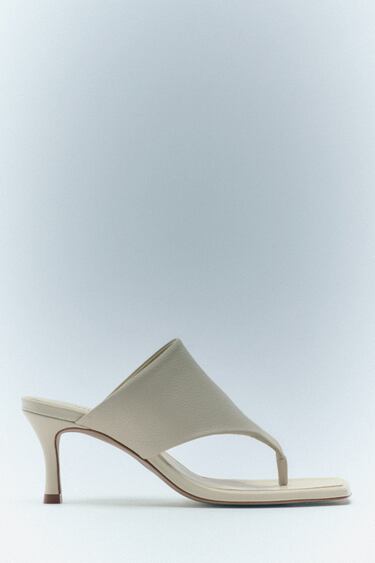 Image 0 of TOE POST HEELED LEATHER SANDALS from Zara