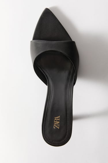 Image 0 of LEATHER HEELED MULES from Zara