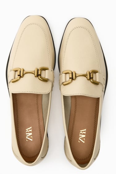 Image 0 of SOFT LEATHER LOAFERS WITH BUCKLE from Zara