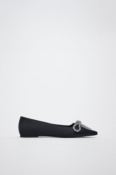Image 0 of BALLET FLATS WITH EMBELLISHED BOW from Zara