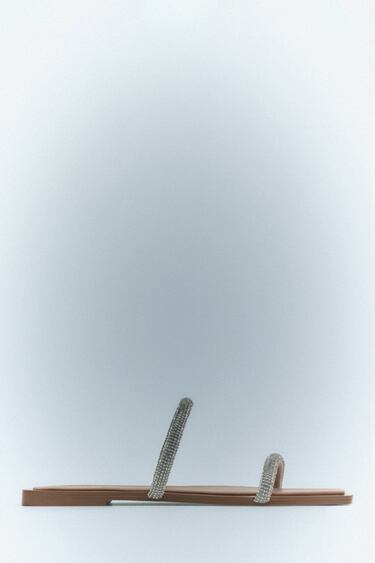 Image 0 of RHINESTONE STRAPPY FLAT SANDALS from Zara