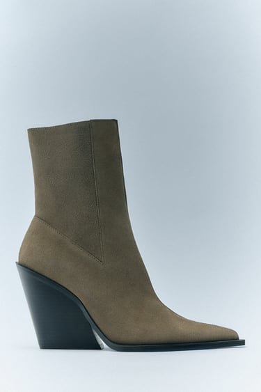 Image 0 of LEATHER COWBOY-HEEL ANKLE BOOTS from Zara