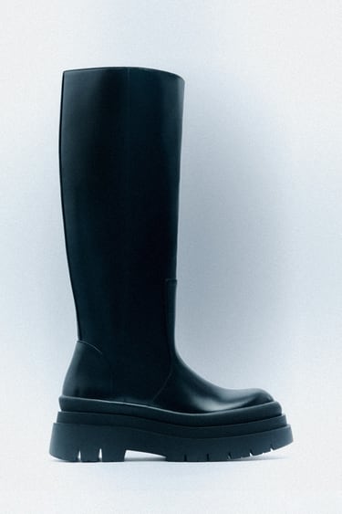 Image 0 of TREADED KNEE HIGH BOOTS from Zara