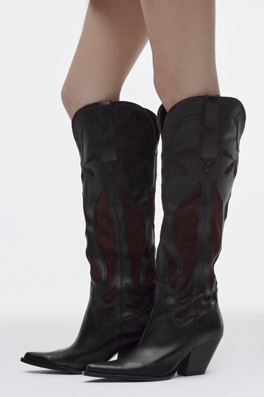 Image 0 of CONTRAST SPLIT SUEDE COWBOY BOOTS from Zara