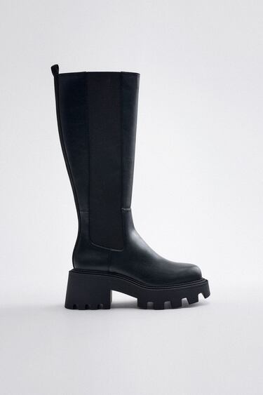 Image 0 of TREADED KNEE HIGH BOOTS from Zara