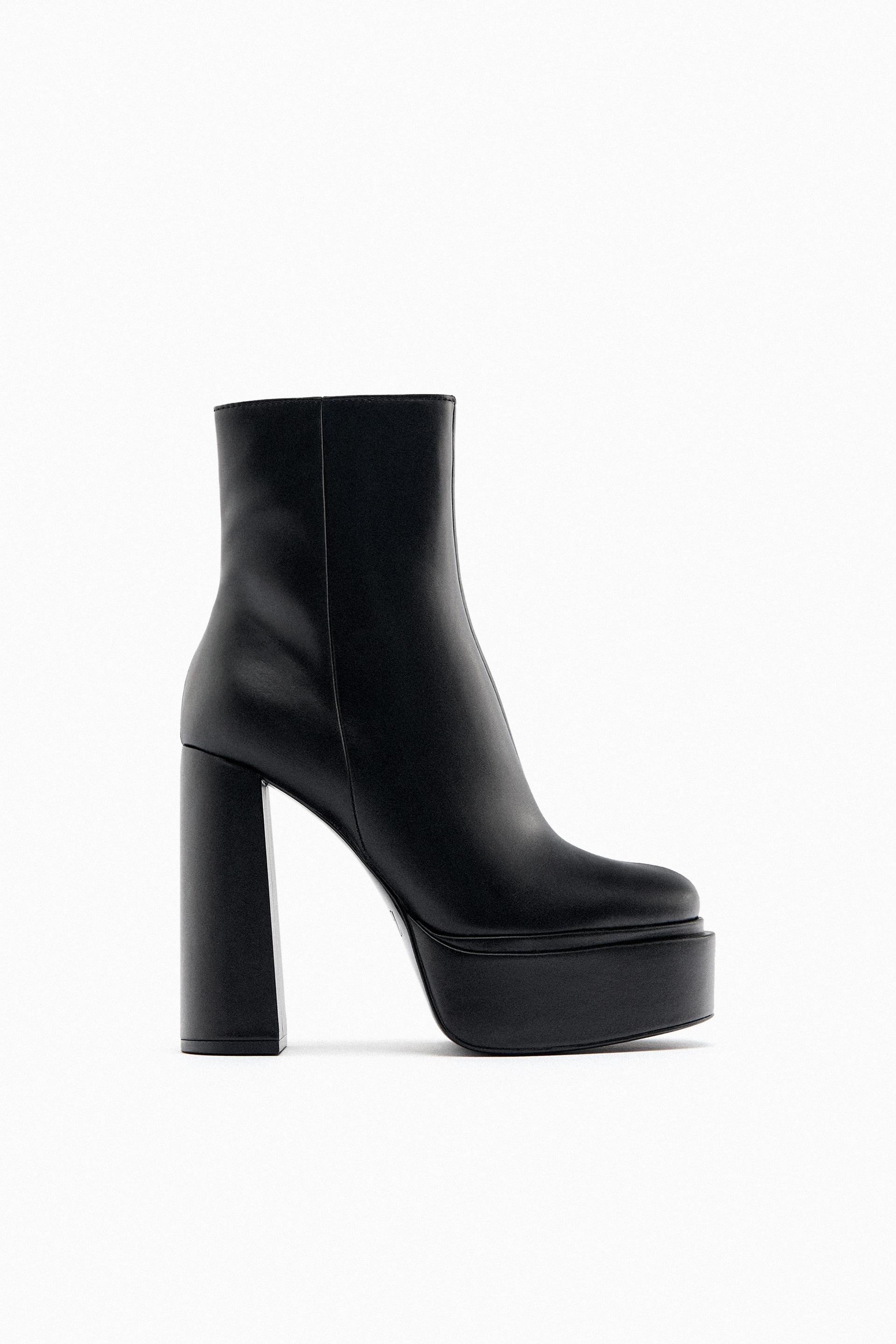 Zara leather platform ankle boots Clearance
