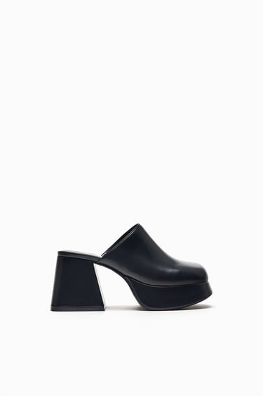 Image 0 of WIDE CHUNKY HEELED PLATFORM CLOGS from Zara