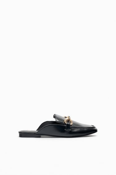 Image 0 of CHAIN TRIM OPEN BACK LOAFERS from Zara