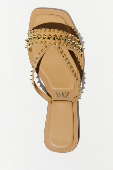 Image 0 of STUDDED FLAT SANDALS from Zara