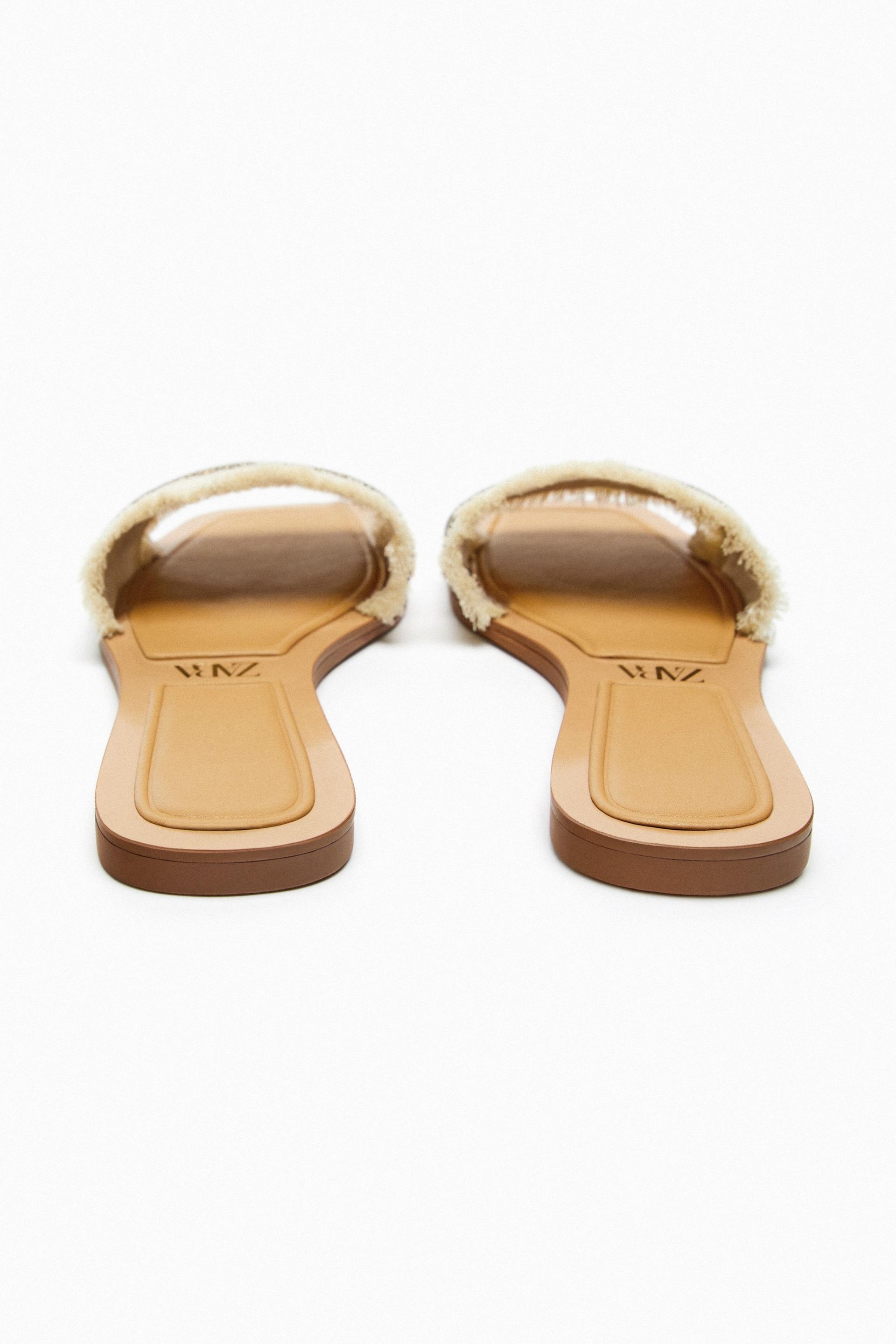 Zara flat sandals with fringe Clearance