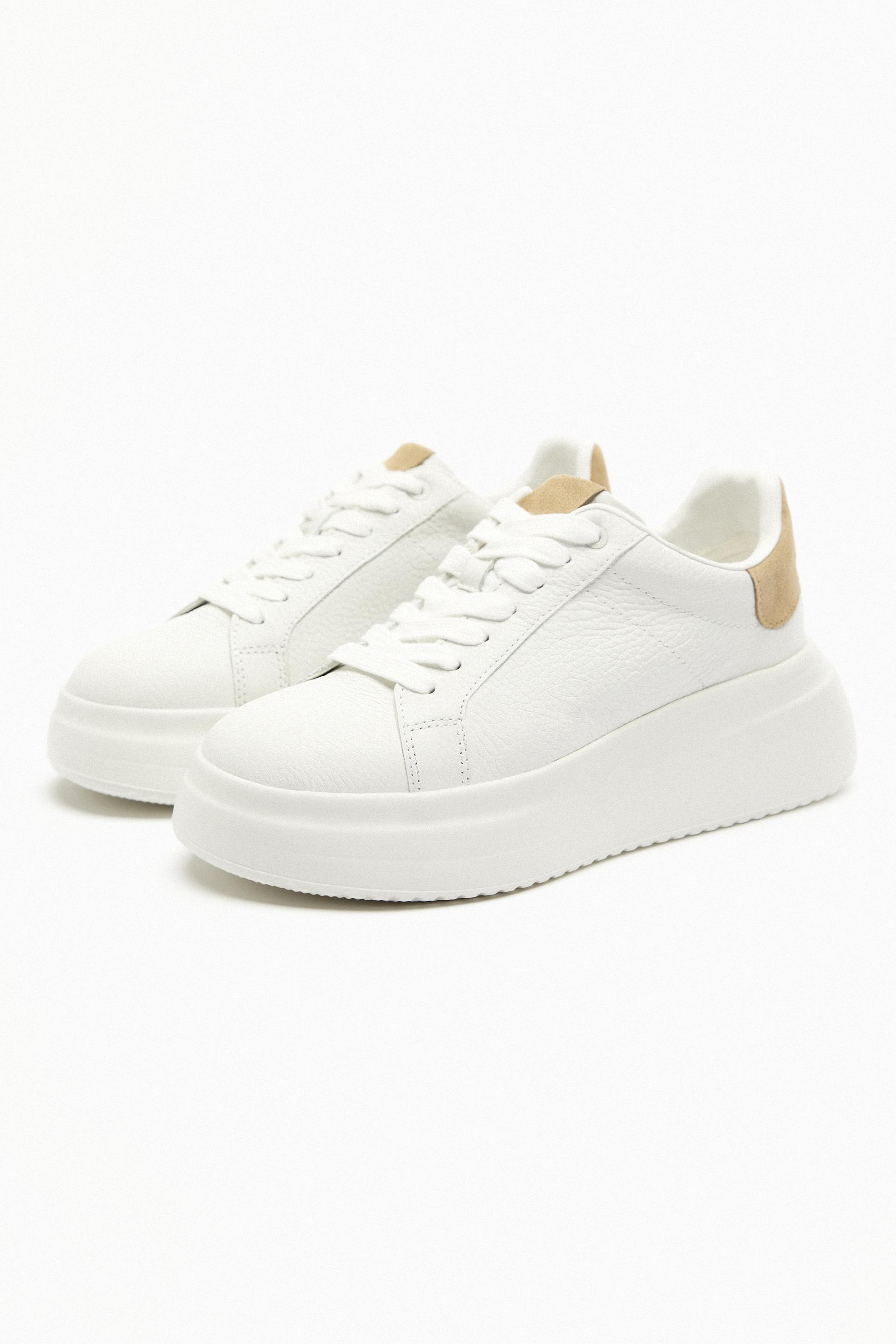 Leather platform trainers zara Outlet
