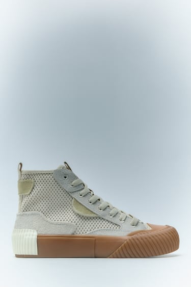 Image 0 of PATCHWORK HIGH-TOP TRAINERS from Zara