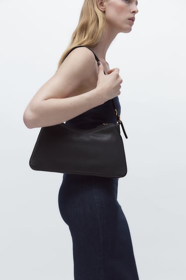 Image 0 of LEATHER SHOULDER BAG from Zara