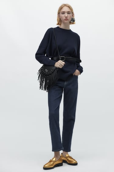 Image 0 of LEATHER CROSSBODY BAG WITH FRINGING from Zara