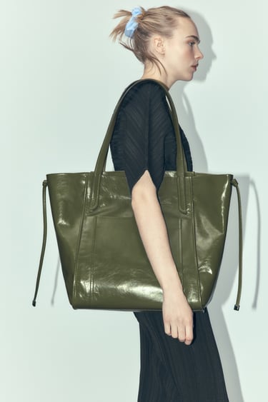 Image 0 of LEATHER MAXI TOTE BAG from Zara