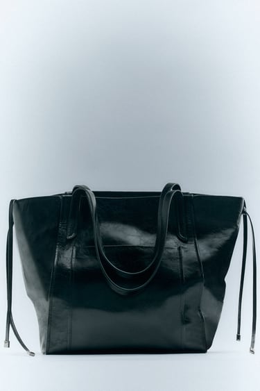 Image 0 of MAXI LEATHER TOTE BAG from Zara
