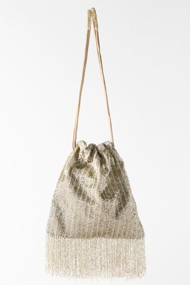 Image 0 of BEADED BUCKET BAG WITH RHINESTONES from Zara