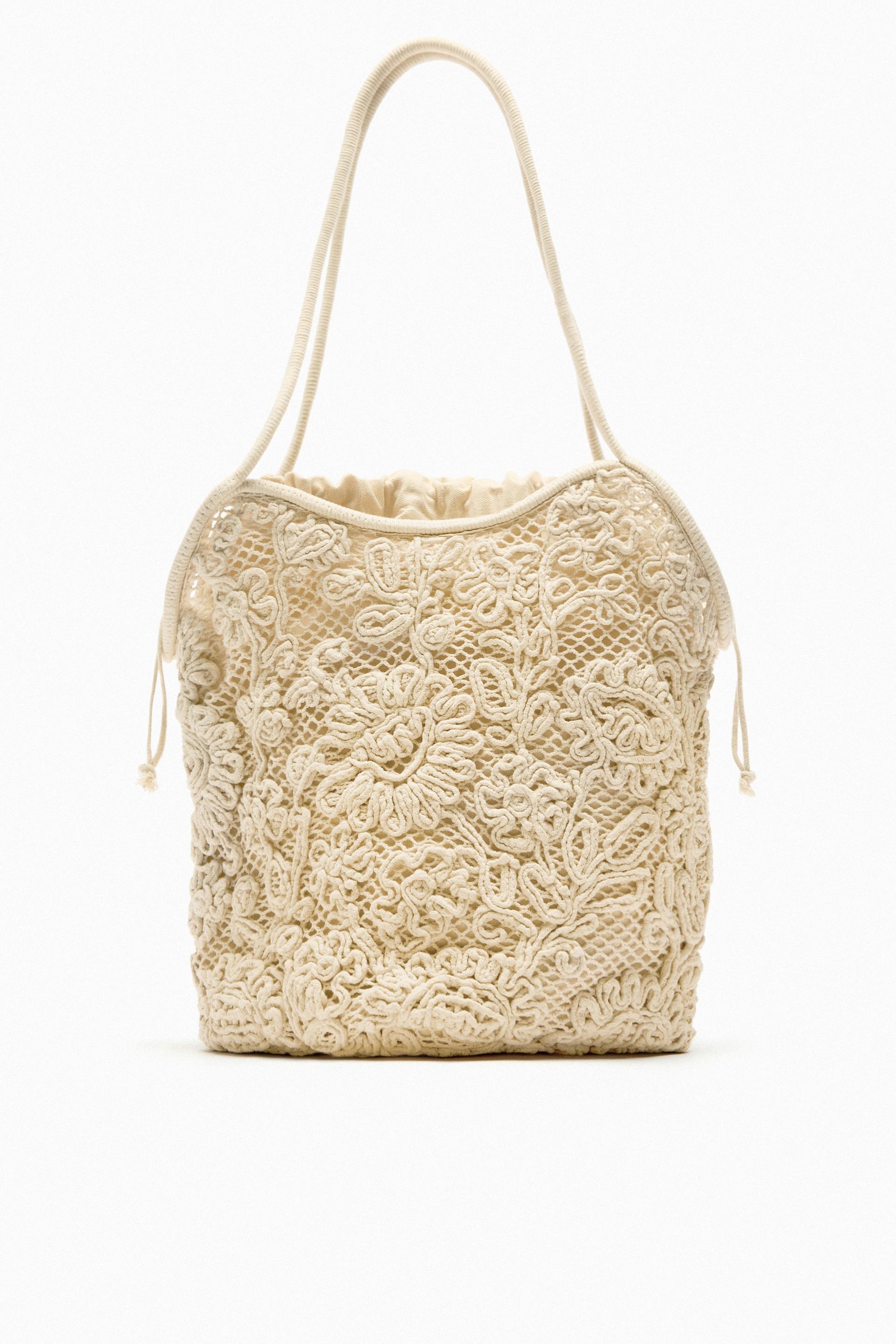 Zara embroidered tote bag Clearance