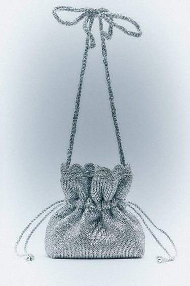 Image 0 of MINI BUCKET BAG WITH METALLIC THREAD from Zara