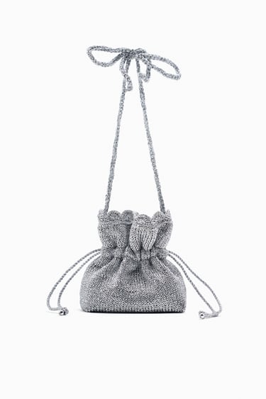 Image 0 of METALLIC THREAD MINI BUCKET BAG from Zara