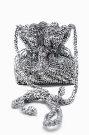 Image 0 of METALLIC THREAD MINI BUCKET BAG from Zara