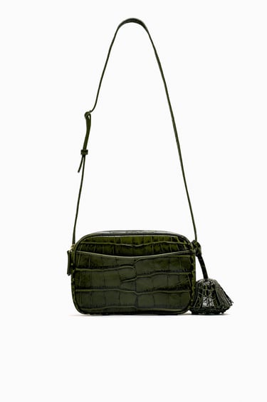 Image 0 of CROC LEATHER CROSSBODY BAG from Zara