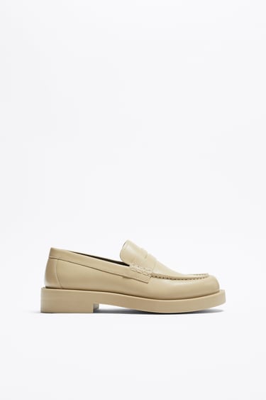 Image 0 of LEATHER LOAFERS WITH SADDLE from Zara