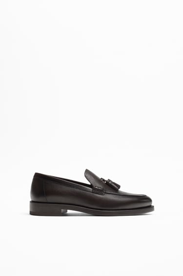 Image 0 of LEATHER TASSEL LOAFERS from Zara