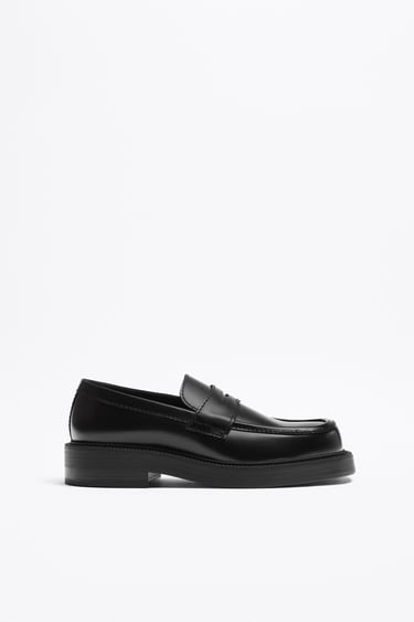Image 0 of SQUARE TOE LEATHER LOAFERS from Zara