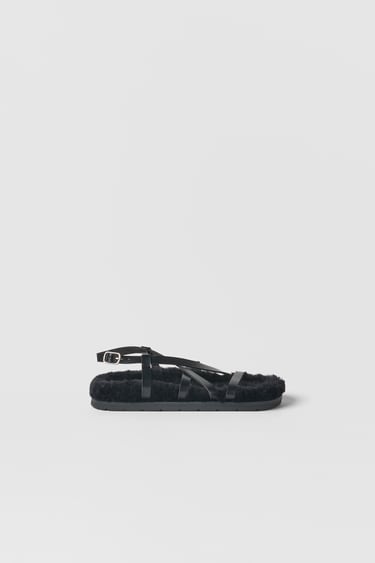 Image 0 of KIDS/ FAUX FUR SANDALS from Zara