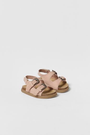 Image 0 of BABY/ BUCKLED LEATHER SANDALS from Zara