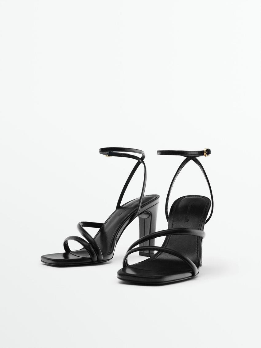 Leather high heeled strappy sandals zara Clearance