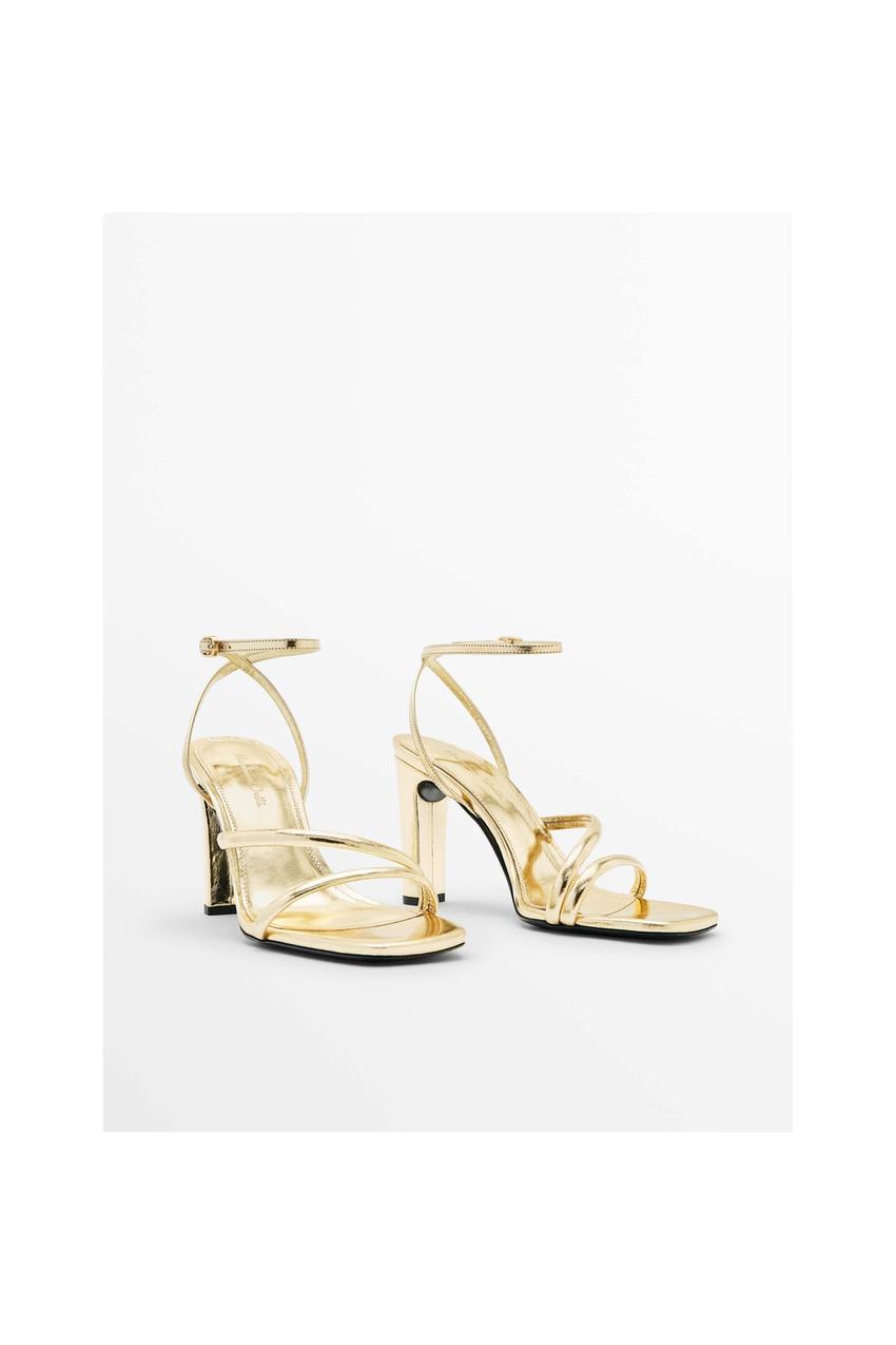 Zara yellow strappy heels Clearance