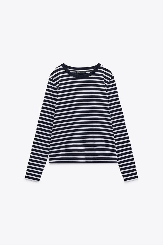 Zara camiseta basica mujer manga larga sales